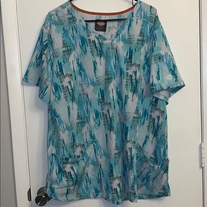 Plus size blue scrub top